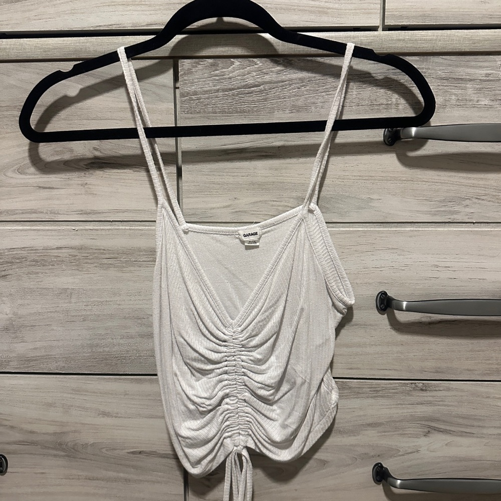 White Ruched Crop Top